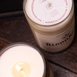 View from above of two BloodRoot candles