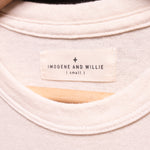 Imogene and Willie tag inside white t-shirt